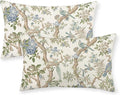 Blue Green Floral Bird Pillow Covers 12x20 Set of 2 Chinoiserie Throw Pillows Green Vintage Flowers Bird Decorative Pillow Cases Outdoor Farmhouse Lumbar Decor Cushion Case for Couch Sofa