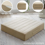 22 inches Floor Pillow for Adults - Large Meditation Cushion with Thick Foam & Soft Tufted Cover - Premium Outdoor Square Floor Cushion Seat - Yoga Pillows for Sitting On Floor - Khaki