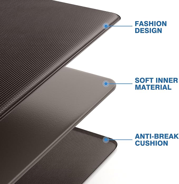 StepRite Kitchen Mats, 2PCS Kitchen Rugs, Cushioned Anti Fatigue Kitchen Mats for Floor, Non-Slip Standing Desk Mat, Waterproof Kitchen Rug Set for Kitchen, Floor, Office,17.3"x30"+17.3"x70",Chocolate