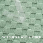Sage Green 300GSM Fluffy XL Throw Blanket Soft Fleece Bed and Couch Blankets for Bedroom, Farmhouse, and Aesthetic Room Decor 5070
