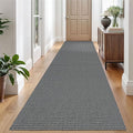 EARTHALL Woven Runner Rug 3x10 Ft Washable Runners for Hallways Long Non Slip Rubber Backed Kitchen Runner Braided Indoor Floor Carpet Runners for Entryway, Hallway, Kitchen, Dark Gray