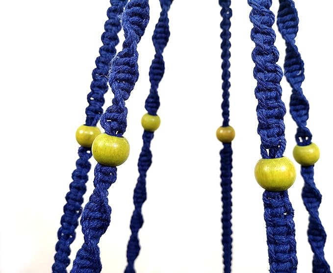 Plant Hanger Macrame Cotton 6 Legs 51 Inches in Tan and Green Color for Indoor Outdoor, Living Room, Kitchen, Deck, Patio, High and Low Ceiling with Size of 10-12 inches Without THE Pot (Navy Blue)