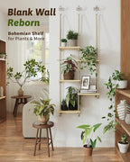Window Plant Shelves Macrame Plant Hanger Floating Shelves Window Sill Shelf for Plants Hanging Plant Stand Indoor Window Plant Holder Boho Decor Living Room Bedroom Wall Decor
