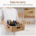 StorageWorks Pantry Baskets, Wicker Storage Baskets for Organizing, Bathroom Shelves, Pantry Organizers and Storage, Water Hyacinth, 13"L x 10¼"W x 4 ¾"H
