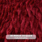NEWCOSPLAY Super Soft Twin Blanket Red Premium Silky Flannel Fleece 3D Ribbed Jacquard Lightweight Bed Blanket All Season Use (Red Ribbed, Twin(60"x80"))