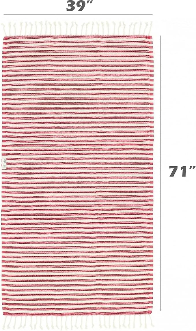 Bazaar Anatolia Turkish Beach Towel – 100% Cotton, Quick Dry, Sand Free Towel for Bathroom, Travel, Camping – Oversized 71x39 Inches – Arpa Red