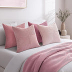 Topfinel Dustypink Throw Pillow Covers 16x16 Set of 4,Boho Double-Sides Design Decorative Throw Pillow Covers,Light Pink Cushion Cases for Couch Living Room Bedroom and Sofa(40 * 40 cm)
