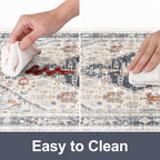 Collive Boho Kitchen Mats for Floor 2 PCS, Cushioned Anti Fatigue Kitchen Floor Mat Non-Skid Waterproof Sink Rug, Blue/Multi Comfort Standing Desk Mat for Office, Home, 17.3"x29"+17.3"x47"