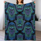 Boho Hamsa Throw Blanket Fatima Hand Bohemian Retro Mandala Blanket for Sofa Bed Couch Chair Or Dorm 30"x40"
