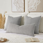 Kevin Textile 14x36 Inch Long Lumbar 1 Pack Boho Decorative Throw Pillow Cover Soft Striped Corduroy Rectangle Cushion Case Farmhouse Solid Color Accent for Living Room Couch Sofa Bed, Light Grey