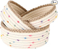 Sea Team 3-Pack Small Cotton Rope Storage Basket Set - Portable Round Organizers with Jute Braid for Small Items, Keys, Makeup & Trinkets
