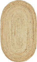 Unique Loom Braided Jute Collection Area Rug - Dhaka (3' 3" x 5' 1" Oval, Natural)
