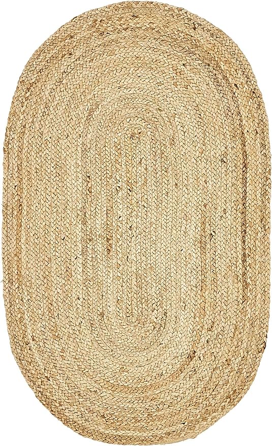 Unique Loom Braided Jute Collection Area Rug - Dhaka (3' 3" x 5' 1" Oval, Natural)