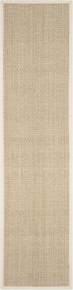 SAFAVIEH Natural Fiber Collection Runner Rug - 2'6" x 8', Natural & Ivory, Seagrass, Basketweave Pattern with Border (NF114J)