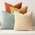 MIULEE Boho Farmhouse Throw Pillow Covers 20x20 Inch Set of 4 Modern Natural Decorative Cushion Covers Soft Corduroy Home Decor for Spring Couch Bed Sofa Living Room Teal-Rust Gradient Series