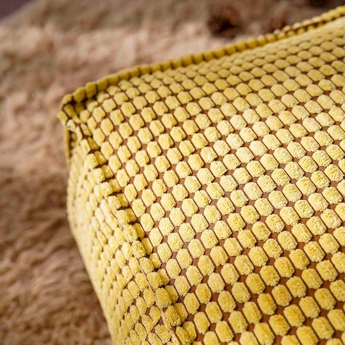 SUTAVIA Pouf Ottoman Cover Unstuffed Pouf Seat Decorative Soft Storage Bean Bag 20x20x8 Inches Square Floor Footrest for Living Room Bedroom (Yellow, Square)