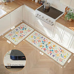 GENIMO Kitchen Mats for Floor 2PCS, Cushioned Kitchen Rugs Non Slip Washable, Farmhouse Anti Fatigue Mat Waterproof, Comfort Standing Mat Rug for Office, Home, Laundry, 17.3"x59"+17.3"x30", SoftWhite