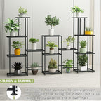 Twhep Tall Multi Tier Plant Stand, 13 Tiers Multifunctional Plant Stands for Indoor Plants, Decorative Black Steel Plant Shelf for outdoor Patio Garden Balcony and Yard