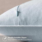 MIULEE Decorative Linen Euro Sham Pillow Covers 22x22 Inch Light Blue Boho Farmhouse Neutral Couch Throw Pillows for Bed Pack of 2 Accent Coastal Modern Pillowcase Summer Sofa Livingroom Home Decor