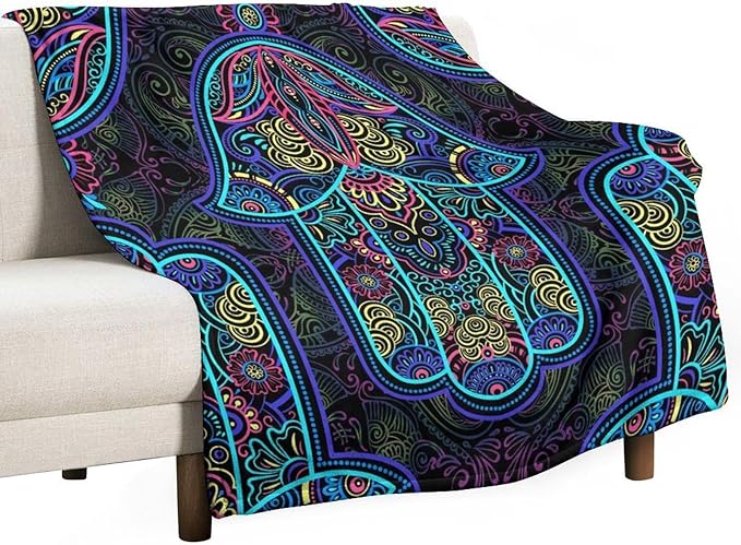 Boho Mandala Throw Blanket Colorful Hand Bohemian Blanket for Sofa Bed Couch Chair Or Dorm 40"x50"