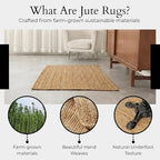 Jute Area Rug - 3x5 Natural Jute Rug with Non-Slip Backing, Low-Profile Farmhouse Rug for Living Room, Bedroom or Rustic Entryway mat, Eco-Friendly Boho Decor, Non-Shed for High-Traffic