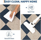 GarveeHome Easy Jute Rugs 2x8 Checkered Kitchen Runner Rugs Non Skid Washable Stain Resistant Indoor Outdoor Rugs for Living Room, Bedroom, Dining, Patio - Farmhouse Style Navy Blue