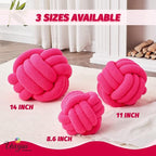 Uvvyui Knot Pillow Ball, Soft Home Decorative Pillows, Round Throw Pillow, Handmade Knotted Plush Pillow, Round Boucle Pillow Cushion (8.6 Inches Hot Pink)
