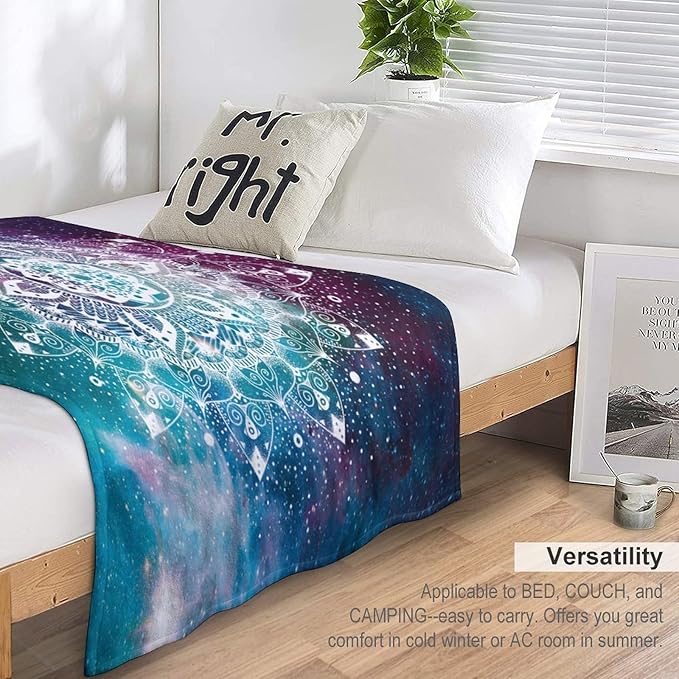 Hippie Mandala Throw Blanket Bohemian Galaxy Space Indian Medallion Trippy Aesthetical Blanket for Sofa Bed Couch Chair Or Dorm 30"x40"