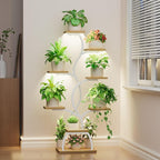 Plant Stand Indoor with Grow Light - 8 Tiered Plant Shelf Indoor, Corner Plant Stand, 49" Tall Plant Shelf with Lights for Indoor Growing, Lighted Flower Holder for Living Room, Balcony (White)