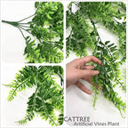 CATTREE Artificial Hanging Vines Plants Fake Boston Ivy Ferns 4 Pcs Plant, Faux Vine Greenery Leaves Rattan for Outdoor UV Resistant for Wall Indoor Hanging Baskets Wedding Party Garland Décor