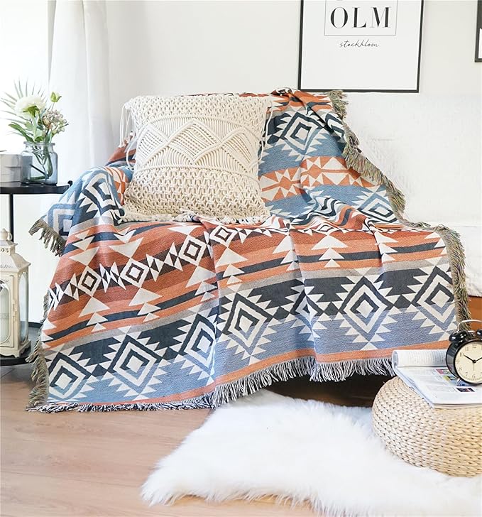 Lqprom Boho Southwest Throw Blankets Aztec Southwest Throws Cover Outdoor Camping Picnic Tent Beach Travel 63"x87"