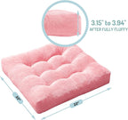Meditation Floor Pillow Pink, Square Large Pillows Seating for Adults, Tufted Corduroy Cushion for Living Room Tatami, 22x22 Inch, 1 Count (Pack of 1)