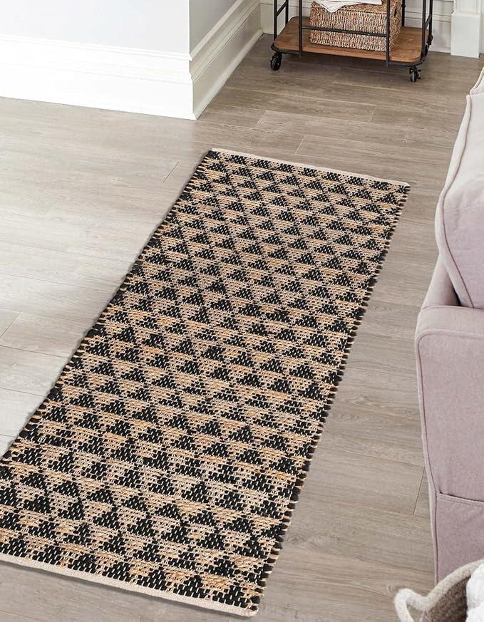 Unique Loom Chindi Jute Collection Area Rug (2' 2" x 6' 1" Runner, Black/ Natural)