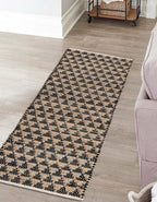 Unique Loom Chindi Jute Collection Area Rug (2' 2" x 6' 1" Runner, Black/ Natural)