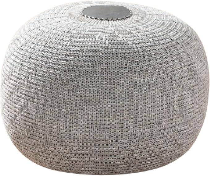 English Home Large Ottoman Foot Stool, Knitted Foot Rest, Round Pouf Chair, Modern Living Room Furniture Bean Bag, Room Decor, Bedroom Footstool, Boho Pouffe, Home Decor Poof, 20" W x 15" H, Gray