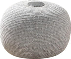 English Home Large Ottoman Foot Stool, Knitted Foot Rest, Round Pouf Chair, Modern Living Room Furniture Bean Bag, Room Decor, Bedroom Footstool, Boho Pouffe, Home Decor Poof, 20" W x 15" H, Gray