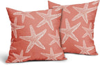Kawani Beach Coral Starfish Pillow Covers 16X16 Inch Summer Nautical Coastal Ocean Decorative Pillow Cases Set of 2 Cotton Linen Throw Pillows Seasonal Home Decor for Sofa Couch Cushion Outdoor