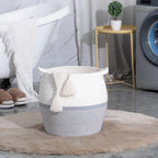 KAKAMAY Woven Baskets for Storage(17"x17"),Large Cotton Rope Woven Baby Laundry Hamper,Collapsible Laundry Basket, Blanket Basket for Organizing Living Room,Nursery,Pillows,Toy Chest(Grey)