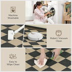 Lessymo Kitchen Runner Rug 2x6, Checkered Jute Rug Washable Non Slip for Entryway Hallway, Farmhouse Diamond Bedside Rugs Indoor Outdoor Carpets for Patio Porch, Black/Beige