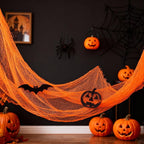 Set of 5 Halloween Creepy Gauze Cloth Decoration, Orange Scary Indoor Outdoor Halloween Gauze Tapestry Decor, Spooky Decorations for Home Wall Yard Haunted House Party Supplies, 72 x 30 inch