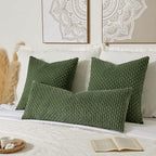 Kevin Textile Spring 20x54 Inch Long Body Lumbar 1 Pack Boho Decorative Throw Pillow Cover Soft Striped Corduroy Rectangle Cushion Case Farmhouse Accent for Living Room Couch Sofa Bed, Moss Green