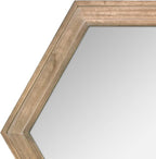 Stonebriar Decorative 24" Hexagon Hanging Wall Mirror with Natural Wood Frame and Attached Hanging Bracket, Rustic Farmhouse Decor for the Living Room, Bathroom, Bedroom, and Entryway Brown