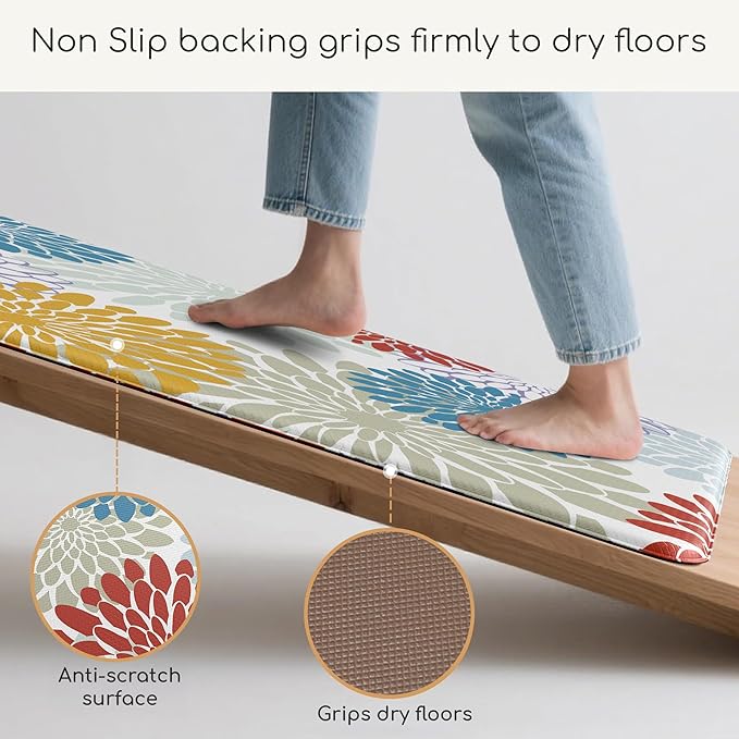 MAYHMYO Kitchen Mats for Floor - Kitchen Anti Fatigue Mat Set of 2 - Non Slip Cushioned Rugs for Standing