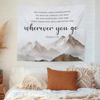 MNASAIOO Christian Mountian Lord Wall Tapestry Hanging for Bedroom, Bible Verse Scripture Joshua 1:9 Tapestries, Watercolor Religious Wall Decor Banner for Living Room Prayer Room Church 50x60in