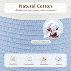 Cotton Rope Storage Basket, 15x10x9 Inches, Woven Basket for Shelves, Clothes, Towels, Books, and Laundry, White Blue (1 Pack)