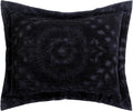 Better Trends Rio Collection is Super Soft and Light Weight in Floral Design 100% Cotton Tufted Unique Luxurious Machine Washable Tumble Dry, Standard Sham, Black