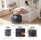 HIGOGOGO Pouf Ottoman Stuffed Square Modern Foam Filled Foot Rest Poufs 20 X 18 Inches Modular Ottomans Separated Into Floor Cushions for Living Room Chair Decorative Stool, Dark Grey