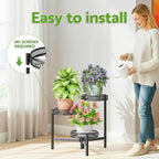 3 Tier Metal Plant Stand Indoor Outdoor, Corner Tall Plant Shelf for Multiple Plants, Foldable Heavy Duty Plant Holder, Decoration Flower Pot Stand for Patio Living Room Balcony Garden - BlackFlower
