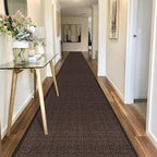Jute Runner Rug Non Slip Washable, 19ft Rubber Backed Laundry Rugs Laundry Room Runner, Long Hallway Carpet Rug Mat, Deep Brown