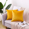 2 Pack Soft Velvet Couch Throw Pillow Covers 16x16 Inch for Sofa Living Room Bedroom (Yellow)
